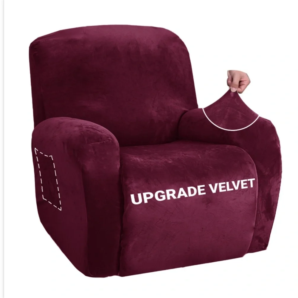 Burgundy Velvet Recliner Furniture Cover